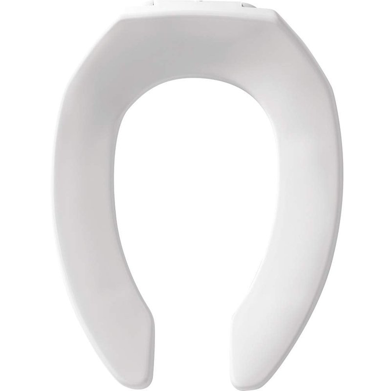 BEMIS 1955SSTFR Commercial Heavy Duty Fire Retardant Open Front Toilet Seat without Cover, Industrial No Slam Seat, Made in USA, Elongated, White