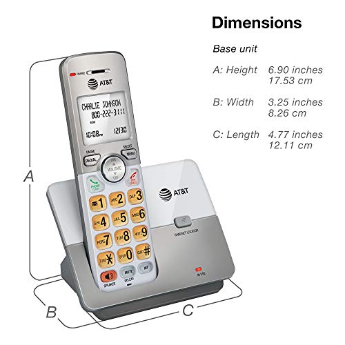 AT&T EL51203 2 Handset DECT 6.0 Cordless Home Phone Full-Duplex Handset Speakerphone, Backlit Display, Lighted Keypad, Caller ID/Call Waiting, Phonebook, Eco Mode, Voicemail Key, Quiet Mode,Intercom
