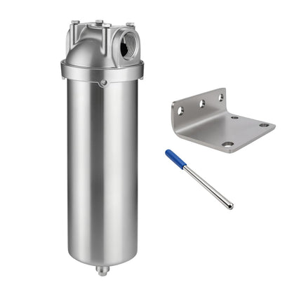 Amwater NSF/ANSI 42 Stainless Steel Whole House Water Filter Housing, 10" x 2.5" Sediment Water Filter System for Heavy Duty, Well & City Water, 3/4" NPT Port, Drain Valve Style C(Square Head)