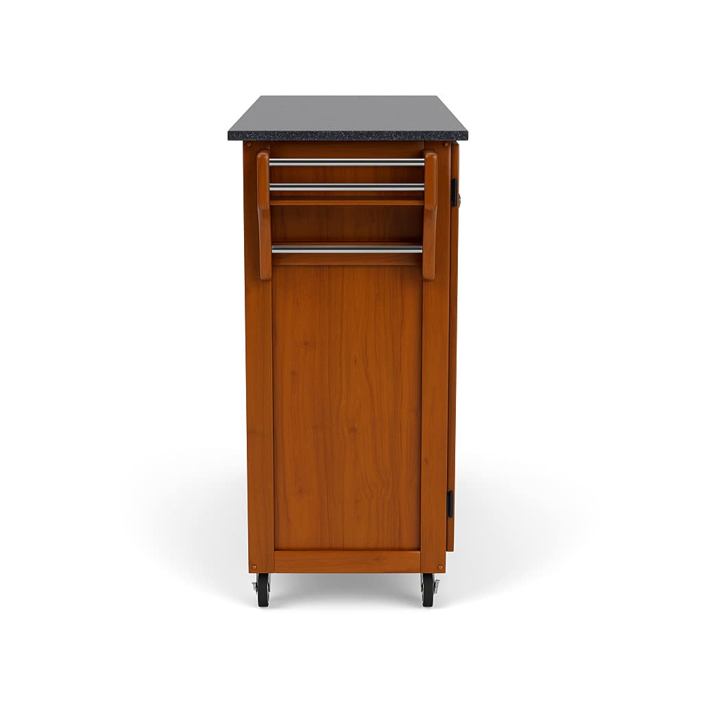 Home Styles Create-a-Cart Cottage Oak Kitchen Cart with Black Granite Top, with Solid Wood Construction, Adjustable Shelves, Towel Bar, Locking Casters, and Spice Rack