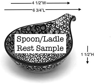 Polish Pottery Spoon/Ladle Rest, White Poppy Design