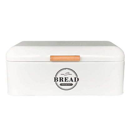SOTECH Large White Bread Box with Lid,Farmhouse Bread Box in White Metal Extra Large Bread Storage Container for Kitchen Countertop and Room Decor