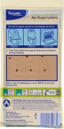 Reynolds Kitchens Air Fryer Liners - Disposable Unbleached Parchment Paper Sheets, 50 Count (Pack of 2)