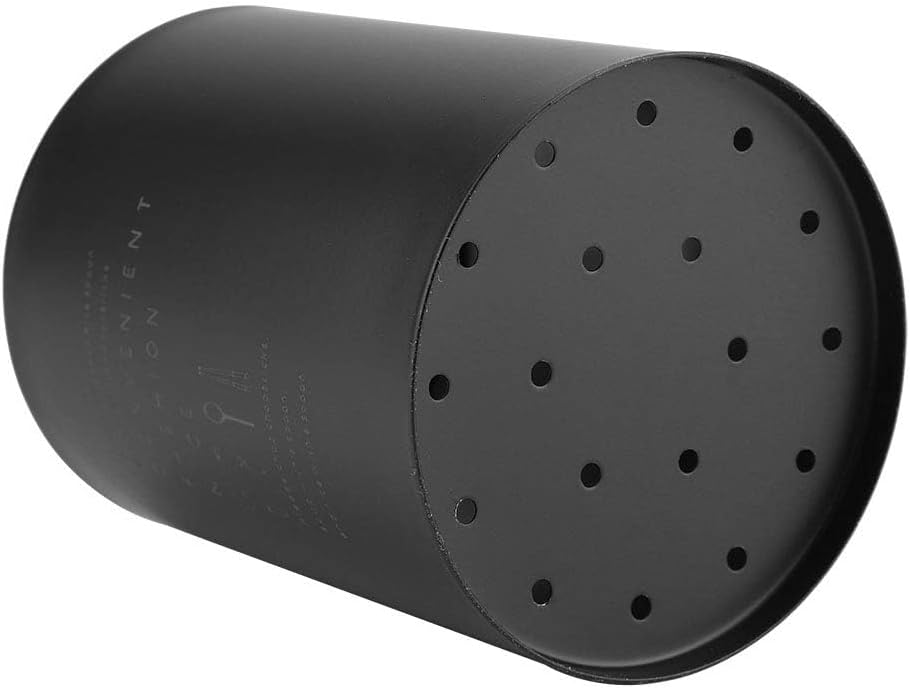 Kitchen Utensil Holder, Black Stainless Steel 3.9x5.1in Spoon Holder with Drainage Holes for Kitchen Counter