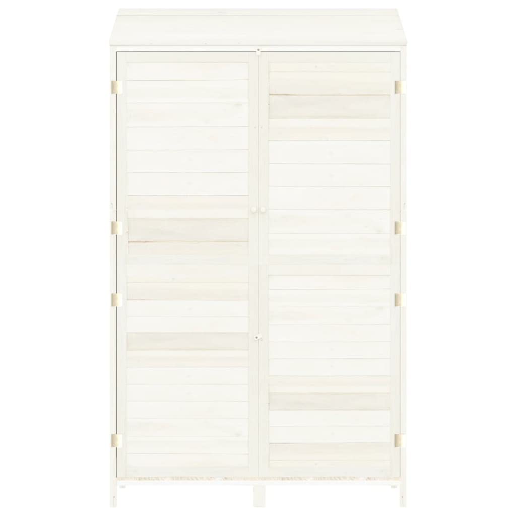 Outdoor Garden Shed 40.2x20.5x68.7 in, Solid Fir Wood Storage Cabinet with Lockable Doors for Backyard Lawn Tool Organization, White