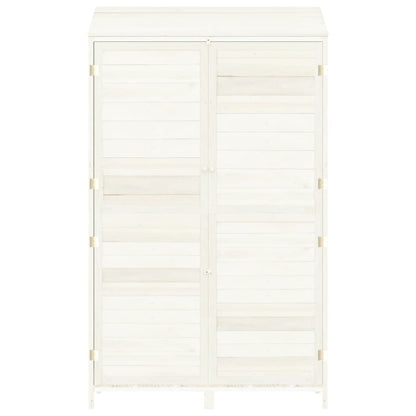 Outdoor Garden Shed 40.2x20.5x68.7 in, Solid Fir Wood Storage Cabinet with Lockable Doors for Backyard Lawn Tool Organization, White