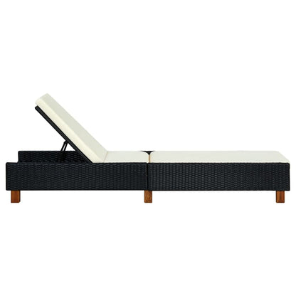 CKioict Adjustable Chaise Lounge Chair,Outdoor Recliner,Tanning Chairs,All Weather for Patio, Beach, Yard, Pool, Sunbed with Cushion Poly Rattan Black