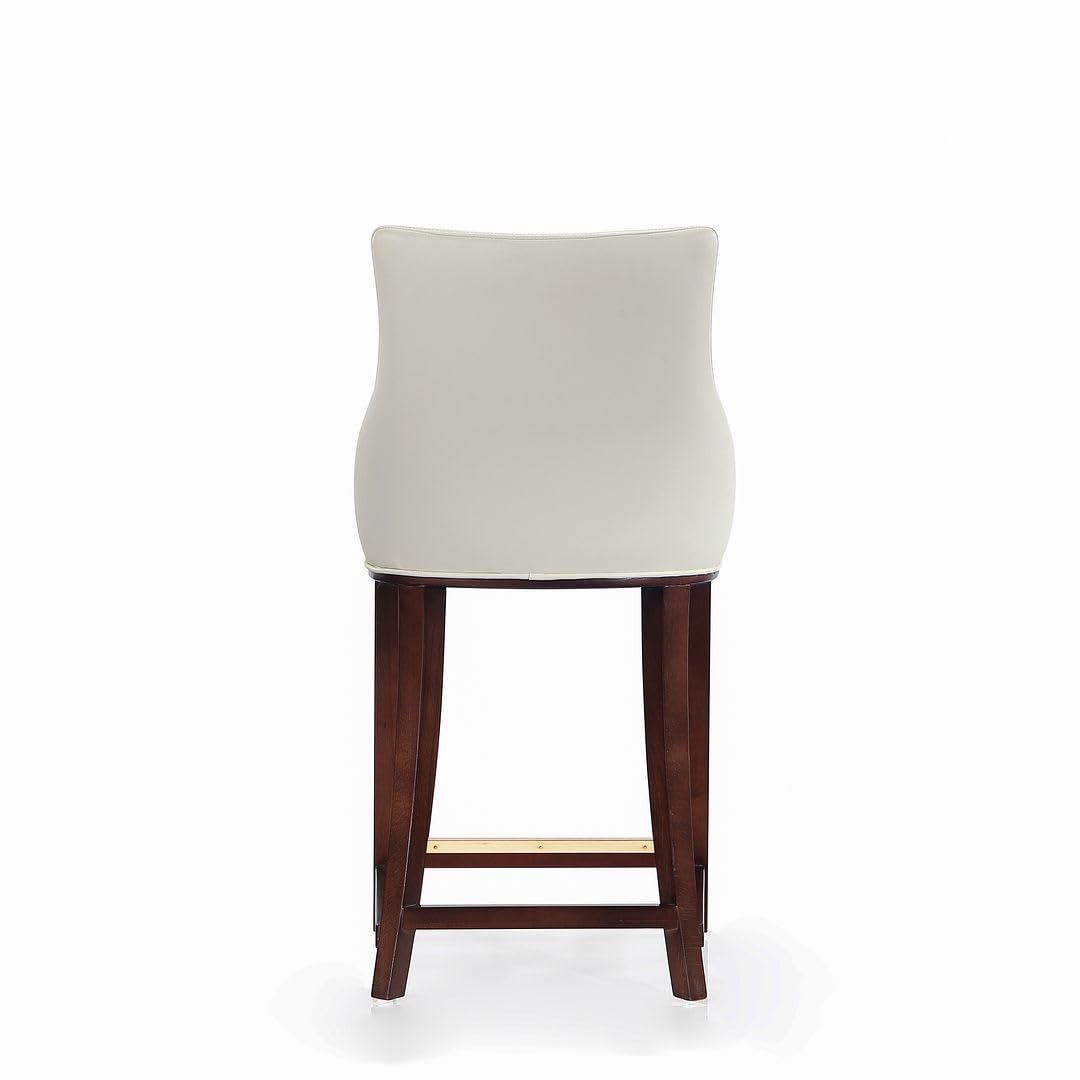 Manhattan Comfort Shubert Counter Stool with Backseat | Upholstered Leatherette, Beech Wood Legs | Perfect Bar Stool for Bar and Kitchen | Commercial Grade | Fully Assembled, Set of 1, Ivory