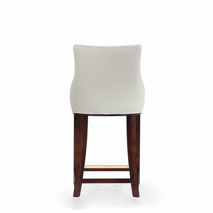 Manhattan Comfort Shubert Counter Stool with Backseat | Upholstered Leatherette, Beech Wood Legs | Perfect Bar Stool for Bar and Kitchen | Commercial Grade | Fully Assembled, Set of 1, Ivory