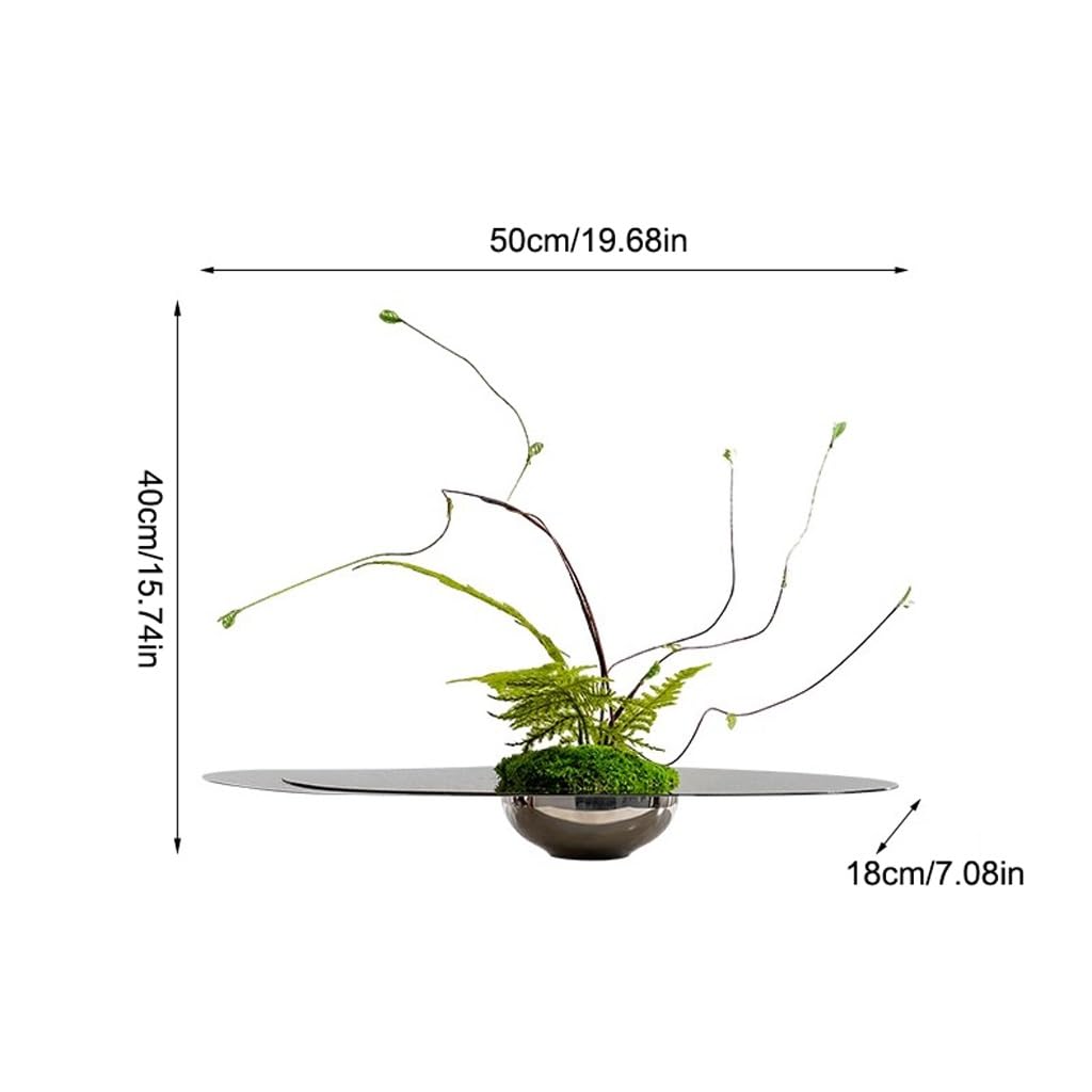 Bonsai Tree Pot for Fake Tree Light Luxury Hotel Living Room Table Floral Arrangement Stainless Steel Decoration Simulated Floral Arrangement for Office Living Room Greenery Decor