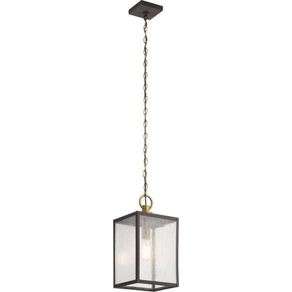 Kichler Lahden 1-Light Outdoor Convertible Pendant Light Fixture with Clear Seeded Glass in Weathered Zinc for Porch, Patio and Entryway (9" x 17.25"), 59008WZC
