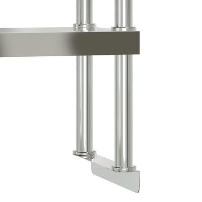 ZXQVLMRS Stainless Steel Kitchen Prep Table with Overshelf, Rolling Work Station with Wheels, Commercial Food Preparation Table for Restaurant Home Catering 43.3 x 21.7 x 59.1 Inches