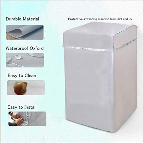 Waterproof Washing Machine Covers, Lightweight Solid Top Load Washer Dryer Cover, Silver Durable Protection