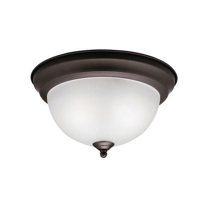 Kichler 2-Light Flush Mount in a Chrome Finish with Clear Satin Etched Glass for Dining Room, Kitchen, Living Room and Hallway, (14" W x 6" H), 8112CH