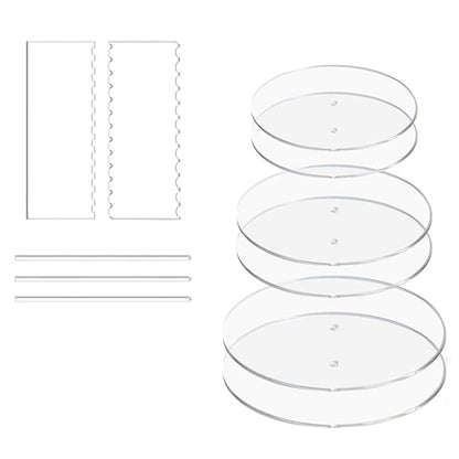 RUITASA Acrylic Cake Discs Set, Cake Scraper Smoother,Icing Smoother for Cake Decorating with 6 Acrylic Discs, 2 Icing Scraper and 3 Center Dowel for 3 Tier Cake Making, Serving Bake Goods