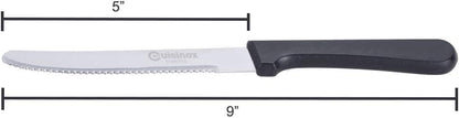 Cuisinox Set of 4 Steak Knives with Black Polypropylene Handle and Rounded Tip