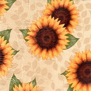 Covers For The Home Deluxe Elastic Edged Flannel Backed Vinyl Fitted Table Cover - Sunflower Pattern - Fits Tables up