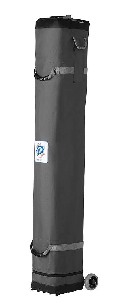 E-Z UP Vantage Instant Shelter Canopy, 10' x 10', White Powder-Coated Steel Frame with Wide-Trax Roller Bag & 4 Piece Spike Set, Punch
