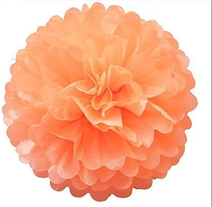 12Pcs Pom Poms of 10" 12" 14" Tissue Paper Craft Kit for Wedding, Birthday, Baby Shower Decorations - Orange