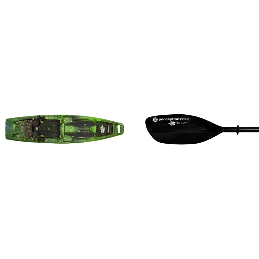 Perception Kayaks Outlaw 11.5 | Sit on Top Fishing Kayak + Outlaw 3-Piece Kayak Paddle