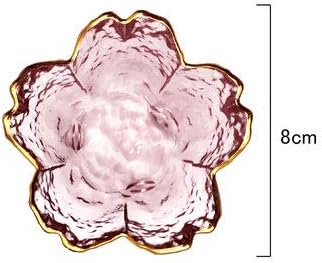 WILL Small Glass Dish, Nordic Style Gold Inlay Sauce Bowl, Mini Japanese Cherry Blossoms Seasoning Plate