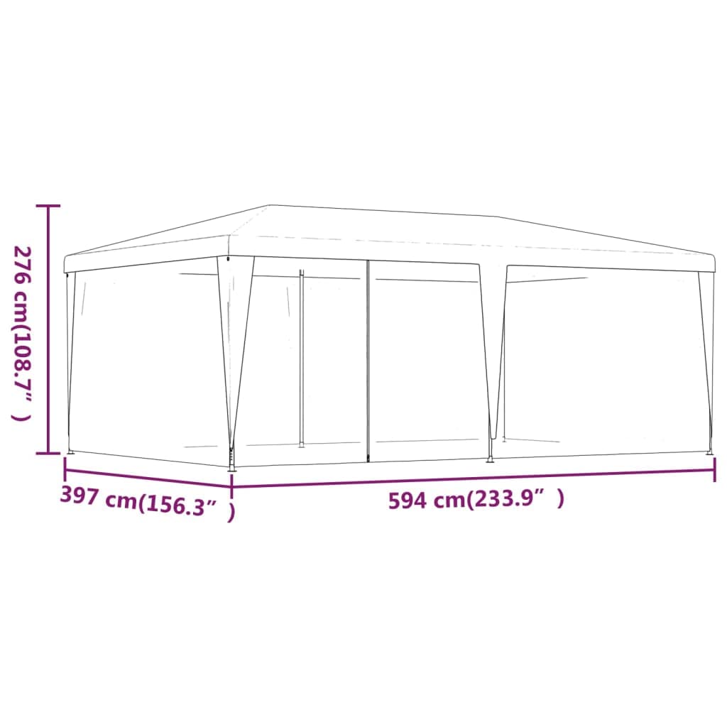 Party Tent, Blue 19.7'x13.1' HDPE, Waterproof UV Proof Outdoor Gazebo with 6 Mesh Sidewalls, Iron Frame for Events, Weddings, and Parties Outdoor Structures