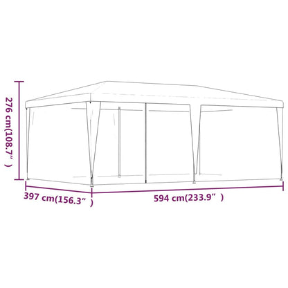 Party Tent, Blue 19.7'x13.1' HDPE, Waterproof UV Proof Outdoor Gazebo with 6 Mesh Sidewalls, Iron Frame for Events, Weddings, and Parties Outdoor Structures