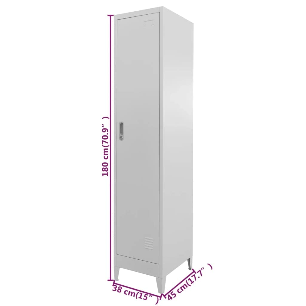 CongVVFV Industrial Grey Steel Large Locker Cabinet Rectangular Storage with Cam Lock Keys, Durable Metal Build for Office Utility Room Sports Changing Room, Sleek Matte Finish Easy