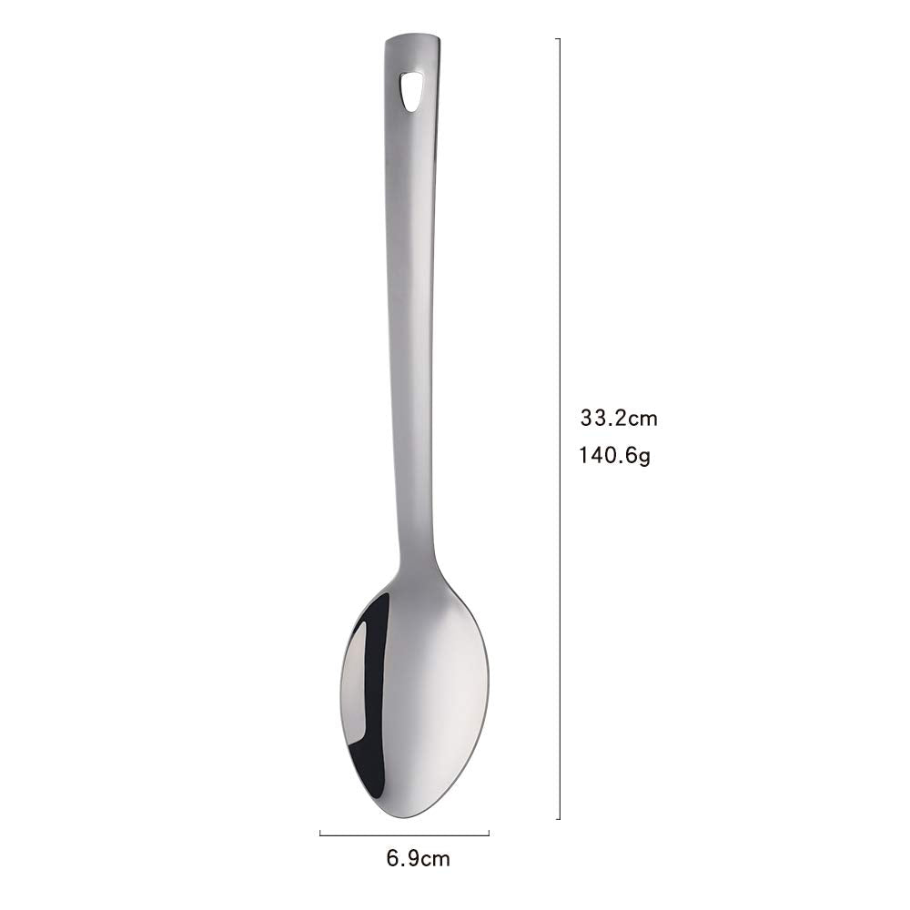 13-Inch Serving Spoons Set of 6, dongbo Stainless Steel Long Handle Buffet Serving Spoons for Catering, Silver