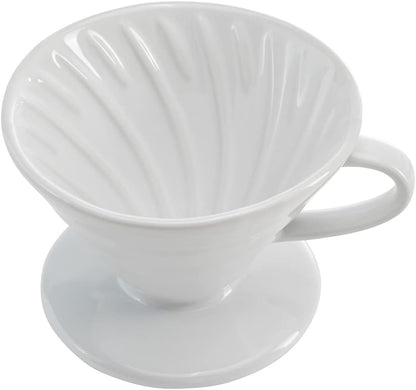 Restaurantware Restpresso 17 Ounce Coffee Dripper | 1 Reusable Coffee Cone with Drip Hole, White Ceramic Pour Over
