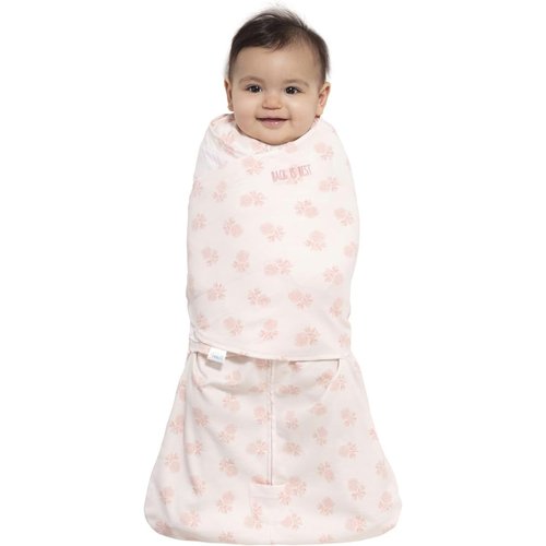 HALO 100% Cotton Sleepsack Swaddle - 3-Way Adjustable Wearable Blanket, Blush Watercolor Rose, Small (3-6 Months)
