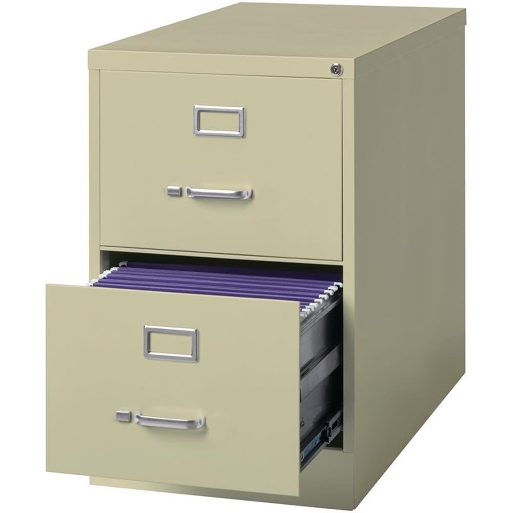 Pemberly Row 2 Drawers 28.38" Vertical Beige Metal Filing Cabinet Lockable Pre-Assembled Stationary Legal Size for Home, Office