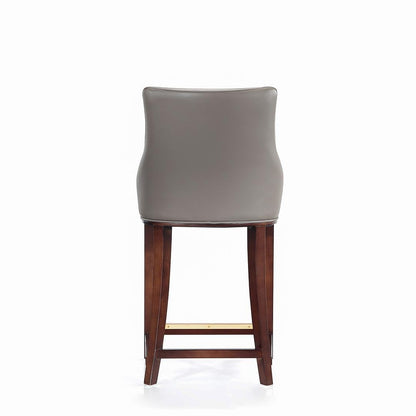 Manhattan Comfort Shubert Counter Stool with Backseat | Upholstered Leatherette, Beech Wood Legs | Perfect Bar Stool for Bar and Kitchen | Commercial Grade | Fully Assembled, Set of 1, Dark Taupe