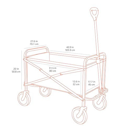 Amazon Basics Collapsible Folding Heavy Duty Utility Wagon for Outdoor Sports, 265 pounds Weight Capacity, Camping, Garden, and Shopping, 27.6 x 40.9 x 20 inches, Black