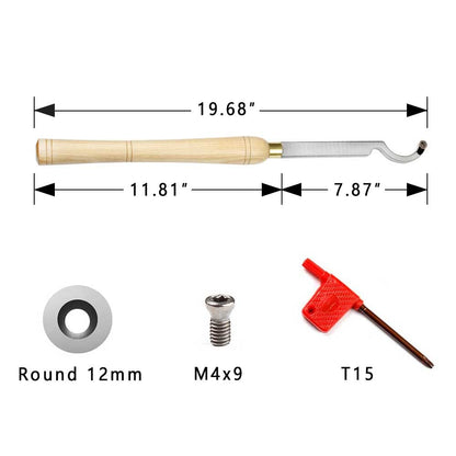 Swan Neck Hollowing Tool Carbide Tipped Wood Turning Tools Bended Lathe Chisel Tool Bar with 12mm Round Carbide Insert for Wood Hobbyist or DIY or Carpenter