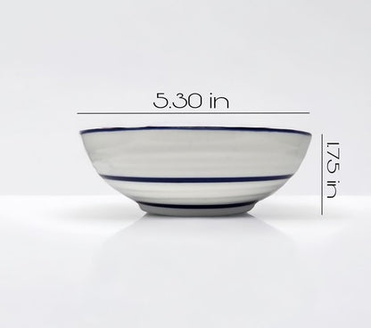 Porcelain Chinese Japanese Bowl Sets with Free 6 Porcelain Spoons, Set of 6