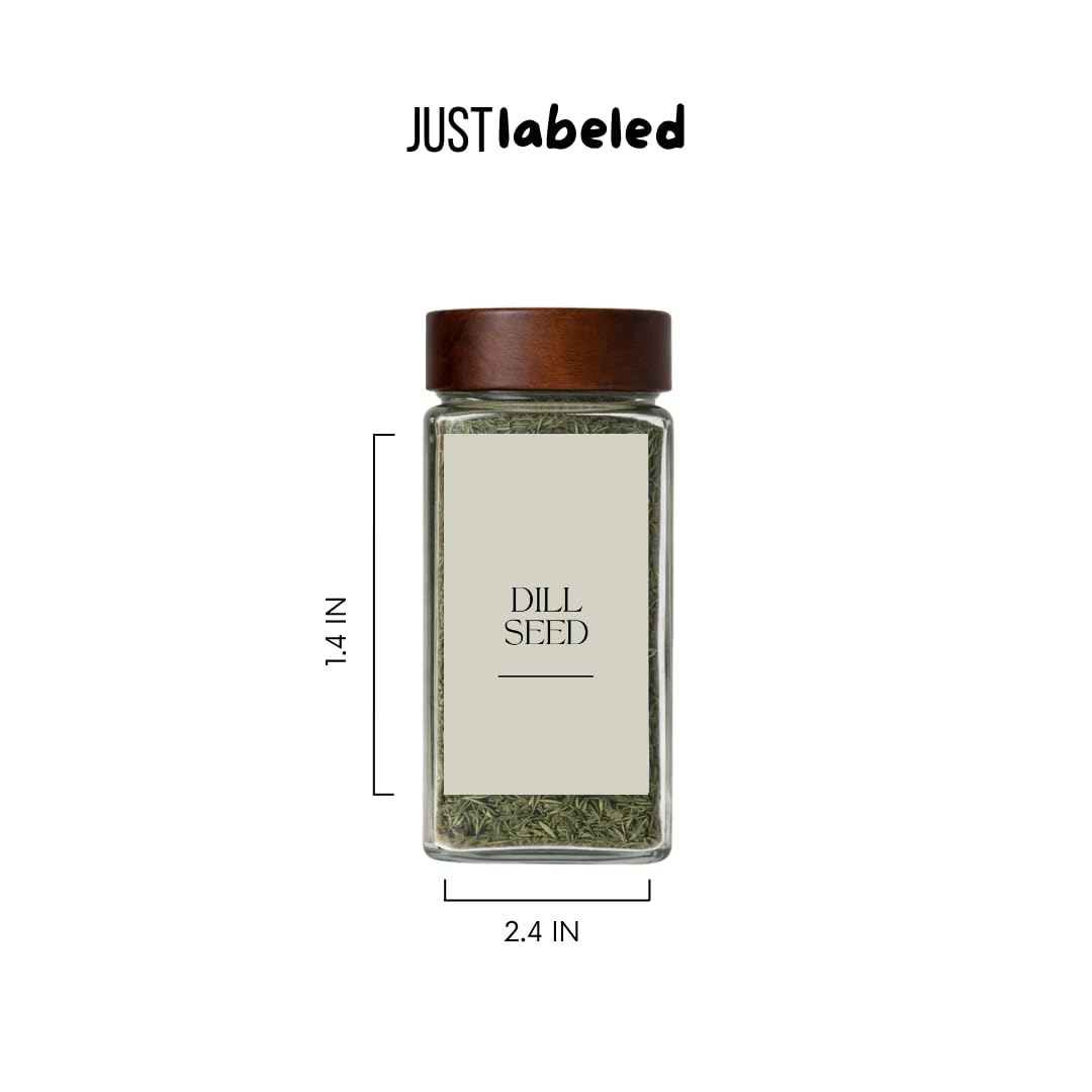 Spice Labels - 168 Aesthetic Beige Spice Labels for Jars - Waterproof Stickers for Spice containers - Preprinted Minmalist Oilproof Herbs & Seasoning Labels
