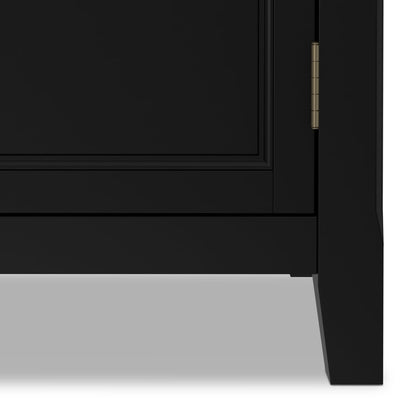 SIMPLIHOME Burlington Storage Cabinet - 30 inch Wide Solid Wood 2 Door Low Storage Unit in Black, Transitional Accent Cabinet for Living Room or Entryway with Adjustable Shelves