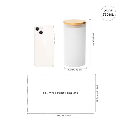 PYD Life Sublimation Storage Jars Glass Blanks Tumbler Food Canisters Frosted 25 OZ with Bamboo Lids Kitchen Containers Sets for Candy,Coffee Tea Sugar,Nuts,for Cricut Mug Tumbler Press 4 Pack