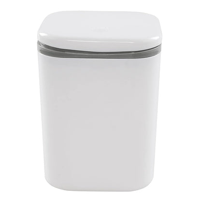 0.5 Gallon Tiny Countertop Trash Can, Mini Desktop Garbage Can with Push-Button, White