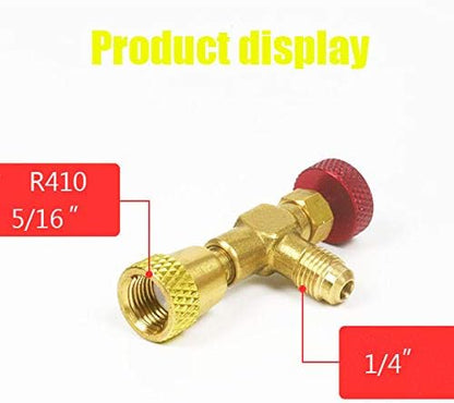 R410A Refrigerant Charging Valve 1/4'' - 5/16'' Copper Flow Control Valves for Charging Hose Can Opener