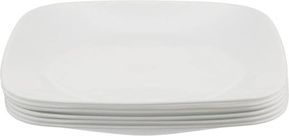 Corelle Vitrelle 6-Piece Salad Plate Set - Lightweight, Chip-Resistant 9-Inch Square Plates in White