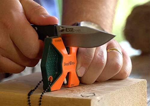 AccuSharp 2-Step Knife Sharpener, Coarse and Fine Rods, Hones & Restores Kitchen Knives, Keychain Pull Through, Blaze