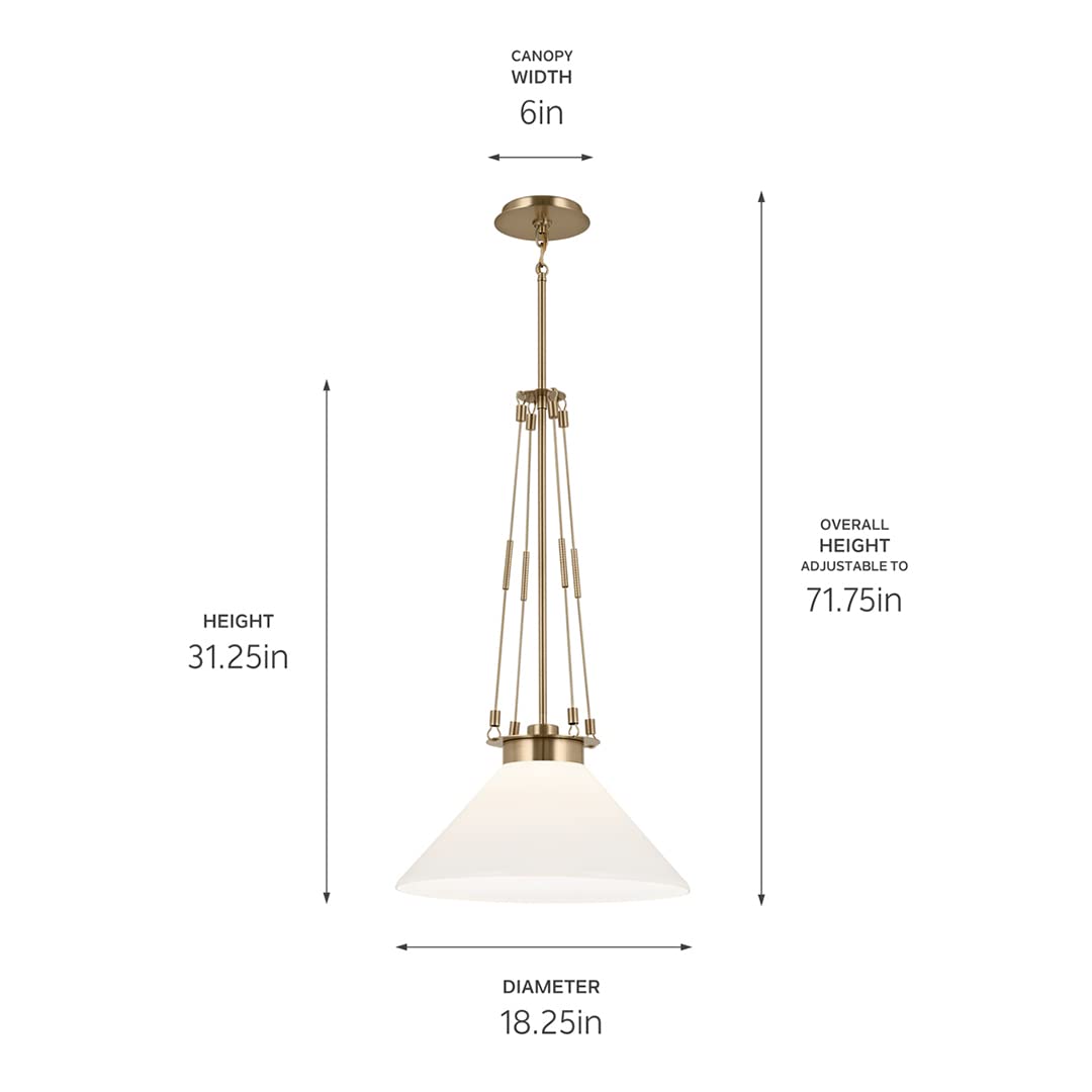Kichler Albers 18.25 Inch 1 Light Pendant with Opal Glass in Champagne Bronze