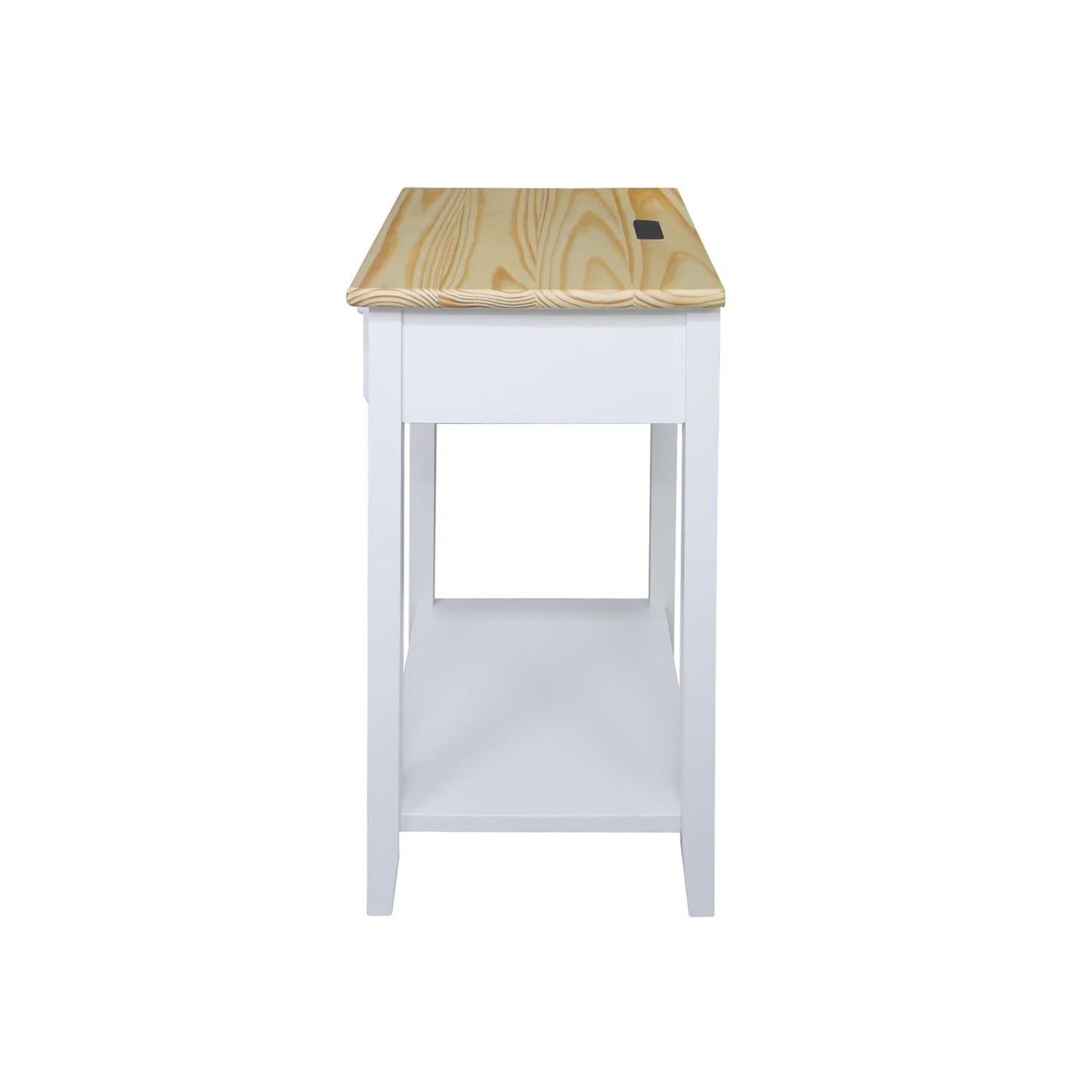 Casual Home Owl Night Stand with USB Port Charging Station and Drawer, 17.5" W x 14.25" D x 24.5" H, Natural Gray