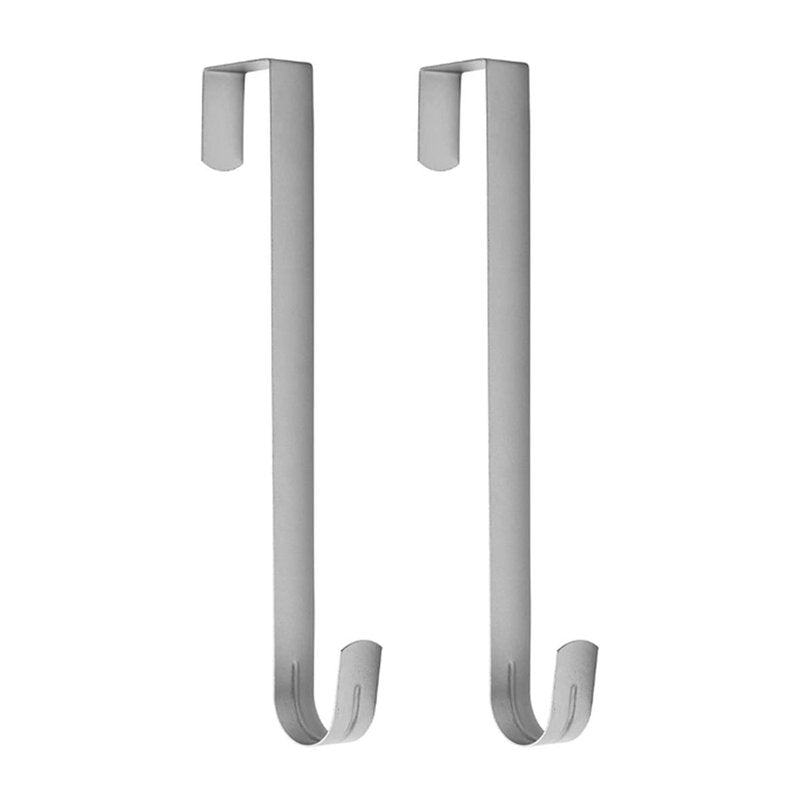 Sattiyrch 12" Front Door Wreath Hanger, Ultra Slim Metal Over Door Hook, Damage-Free Hanging for Seasonal & Year-Round Wreaths, Fits Most Doors, Silver, 2 Pack