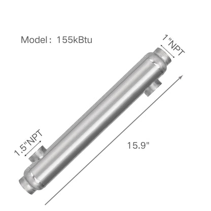 RIYI Pool Heat Exchanger, 3000kBtu Stainless Steel 316L Shell and Tube Same Side Ports Size 2 1/2"+4" NPT Brackets Included, High-Efficiency Design for Pools/Tanks/Oil Coolers/Solar (ST-3008kBtu-s)