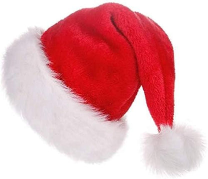 LOKIPA Christmas Santa Hat for Kids, Soft Plush Xmas Hat with Thicken Classic Fur (15X11 Inch for Age 3+ Child)