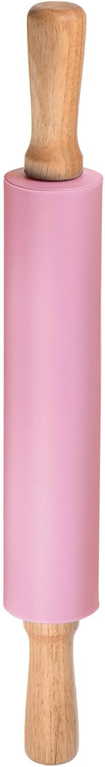 17 Inch HARFINGTON Silicone Rolling Pins for Baking Wooden Handle Non Stick Rolling Pin Small Roller Play Dough Rolling