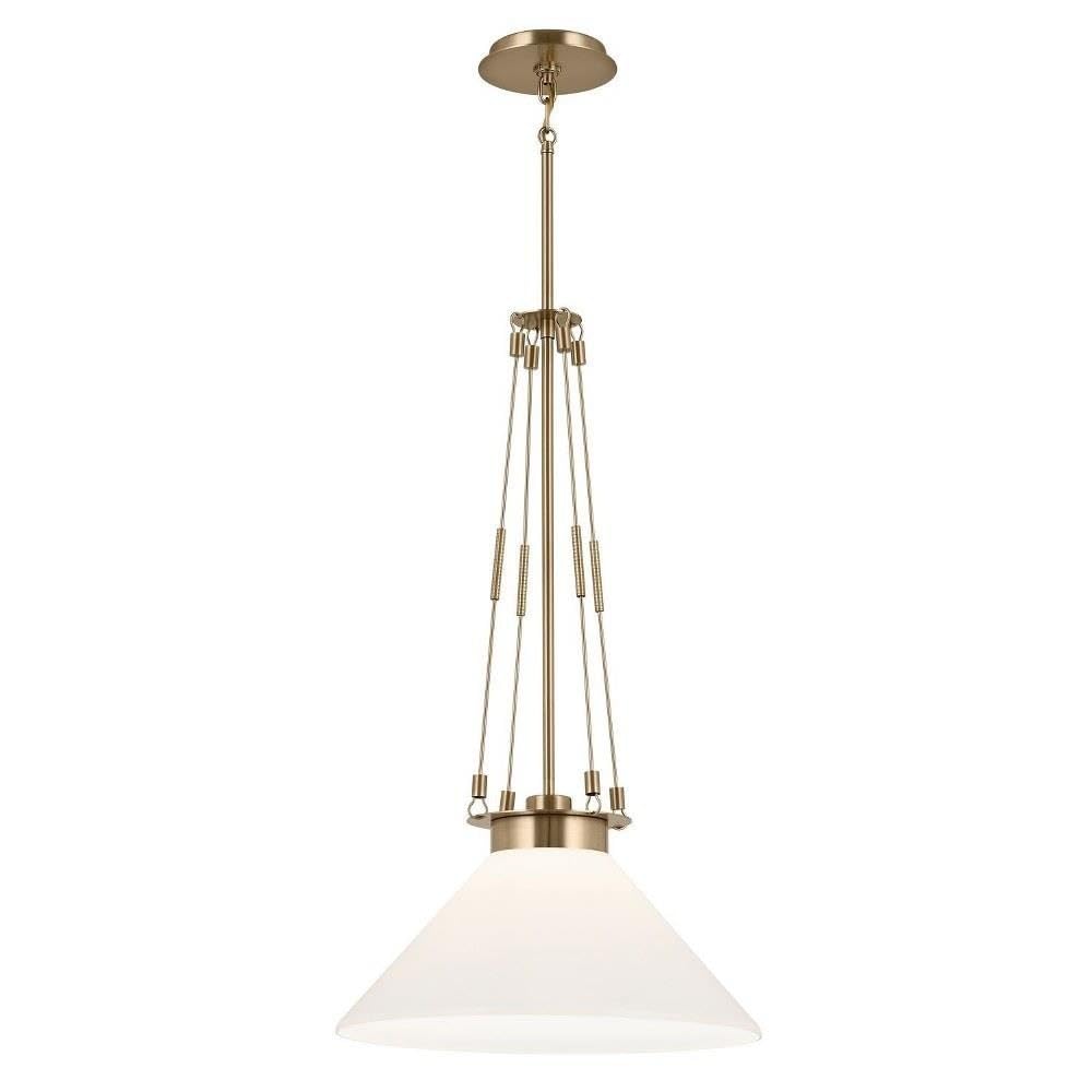 Kichler Albers 18.25 Inch 1 Light Pendant with Opal Glass in Champagne Bronze